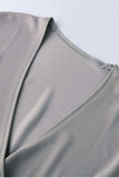 Ribbed Surplice Neck Slit Top - Trendsi - Flyclothing LLC