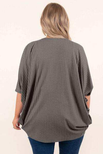Plus Size Ribbed Cocoon Cover Up - Trendsi - Flyclothing LLC