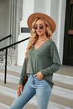V-Neck Long Sleeve T-Shirt - Trendsi - Flyclothing LLC