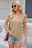 V-Neck Short Sleeve T-Shirt - Trendsi - Flyclothing LLC