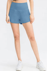 Wide Waistband Sports Shorts with Pockets - Trendsi - Flyclothing LLC