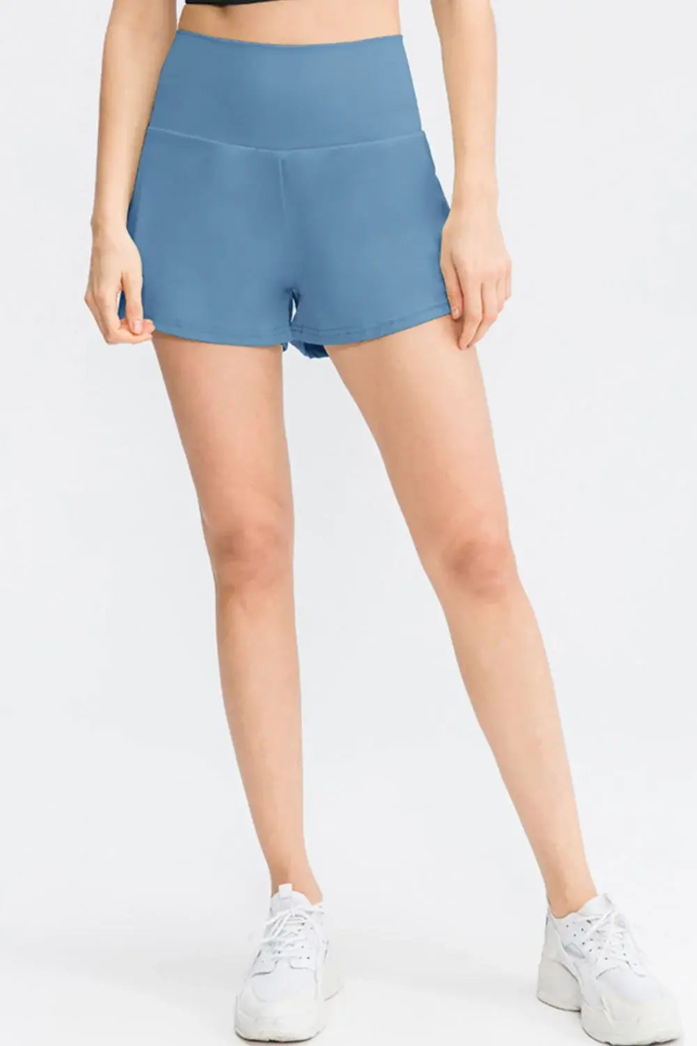 Wide Waistband Sports Shorts with Pockets - Trendsi - Flyclothing LLC