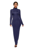 Mock Neck Long Sleeve Maxi Slim Dress - Trendsi - Flyclothing LLC