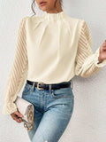 Mock Neck Flounce Sleeve Blouse - Trendsi - Flyclothing LLC