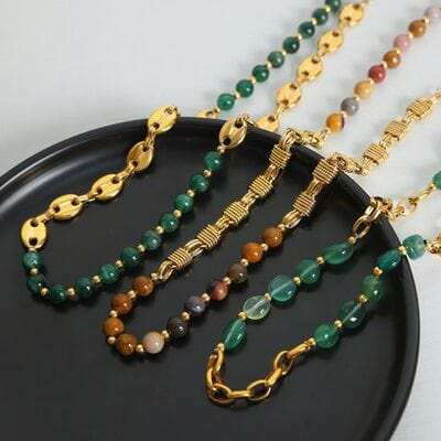 Beaded Titanium Steel Necklace - Trendsi - Flyclothing LLC