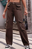 Buttoned Knee Pockets Loose Fit Jeans - Trendsi