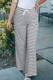Striped Drawstring Waist Wide Leg Pants - Trendsi