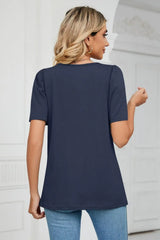 Square Neck Puff Sleeve Tee Shirt - Trendsi - Flyclothing LLC