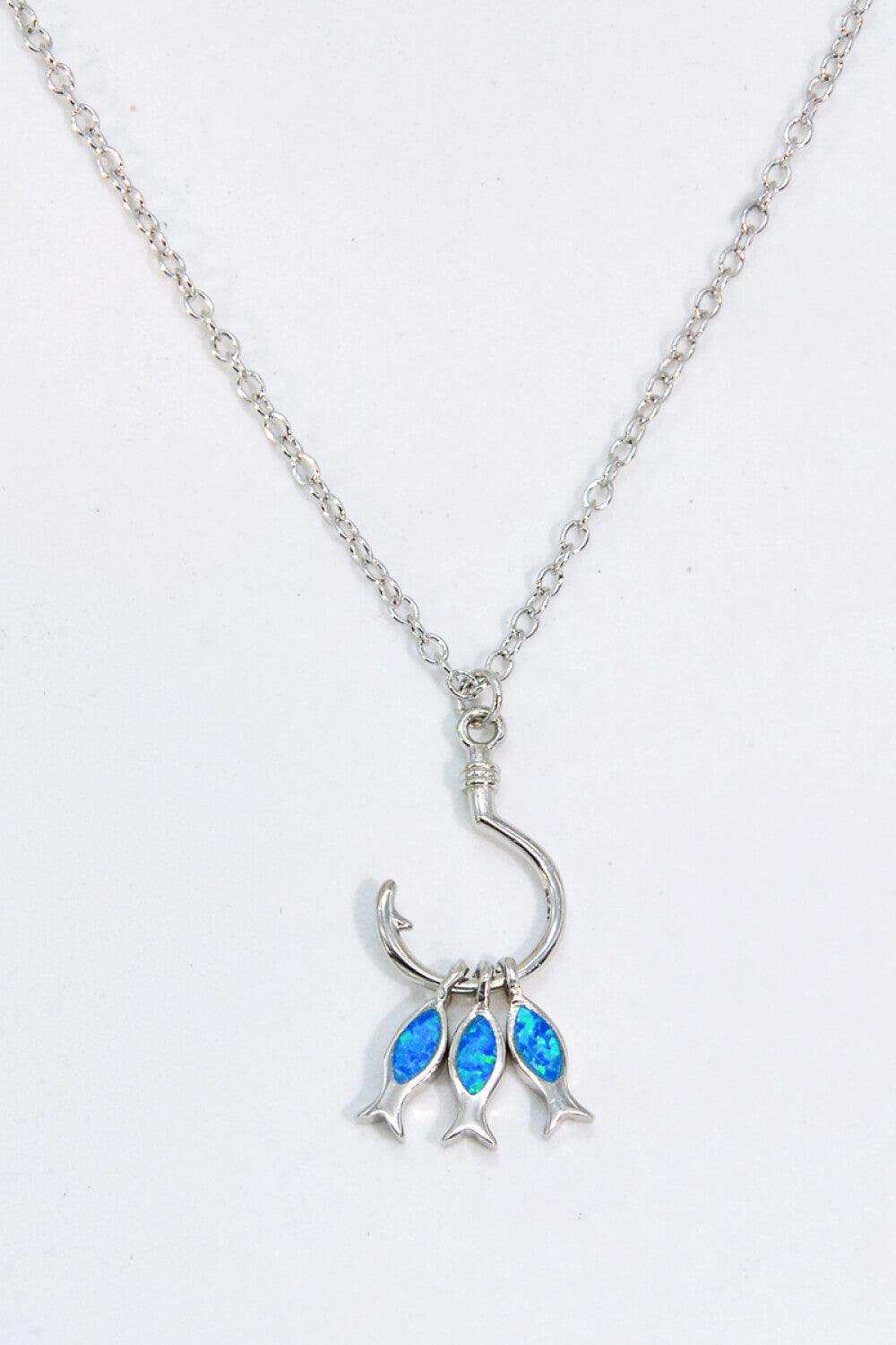 Opal Fish 925 Sterling Silver Necklace - Trendsi - Flyclothing LLC