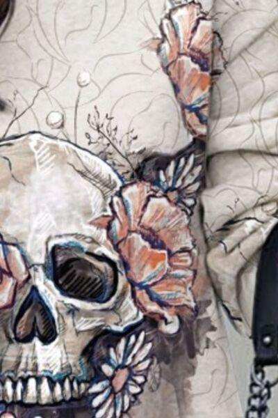 Printed Turtleneck Long Sleeve Mini Dress - Trendsi - Flyclothing LLC