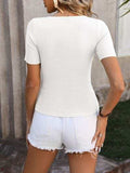 Round Neck Short Sleeve Knit Top - Trendsi - Flyclothing LLC