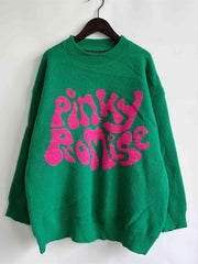PINKY PROMISE Graphic Sweater - Trendsi