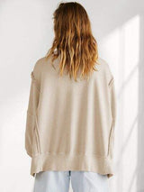 Slit Round Neck Dropped Shoulder T-Shirt - Trendsi - Flyclothing LLC