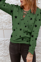Star Pattern Lace-Up Hoodie – Flyclothing LLC