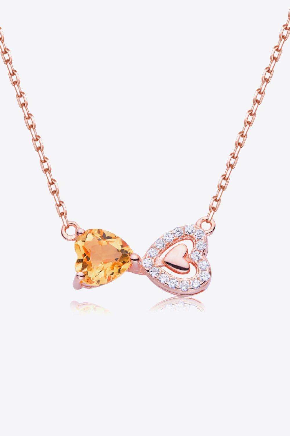 Citrine Heart 925 Sterling Silver Necklace - Trendsi