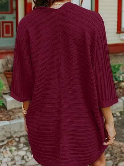 Striped Open Front Knit Cardigan - Trendsi - Flyclothing LLC