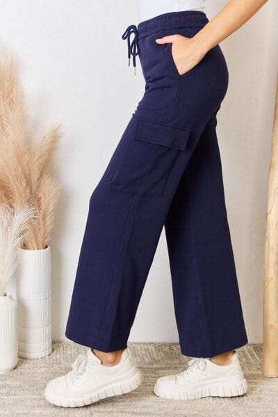 RISEN Drawstring Relaxed Cargo Wide Leg Pants - Trendsi - Flyclothing LLC