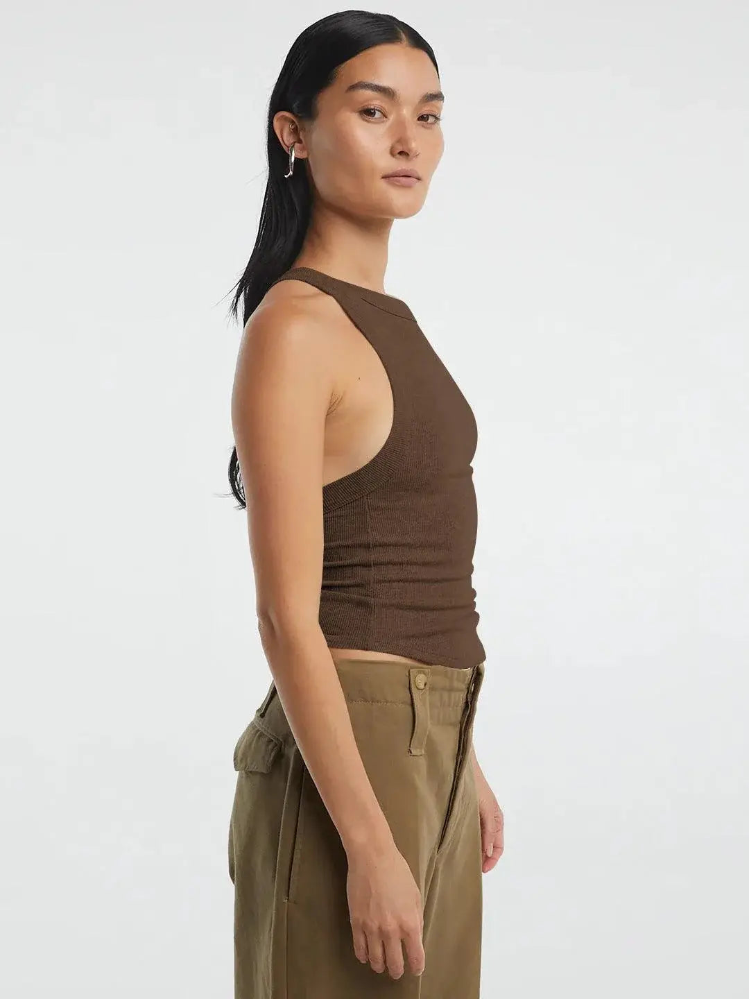 Halter Neck Ribbed Cropped Top - Trendsi - Flyclothing LLC