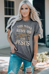 Slogan Graphic Round Neck Tee - Trendsi - Flyclothing LLC