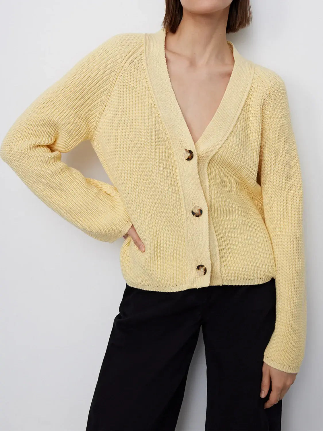 Raglan Sleeve Button Down Cardigan - Trendsi - Flyclothing LLC