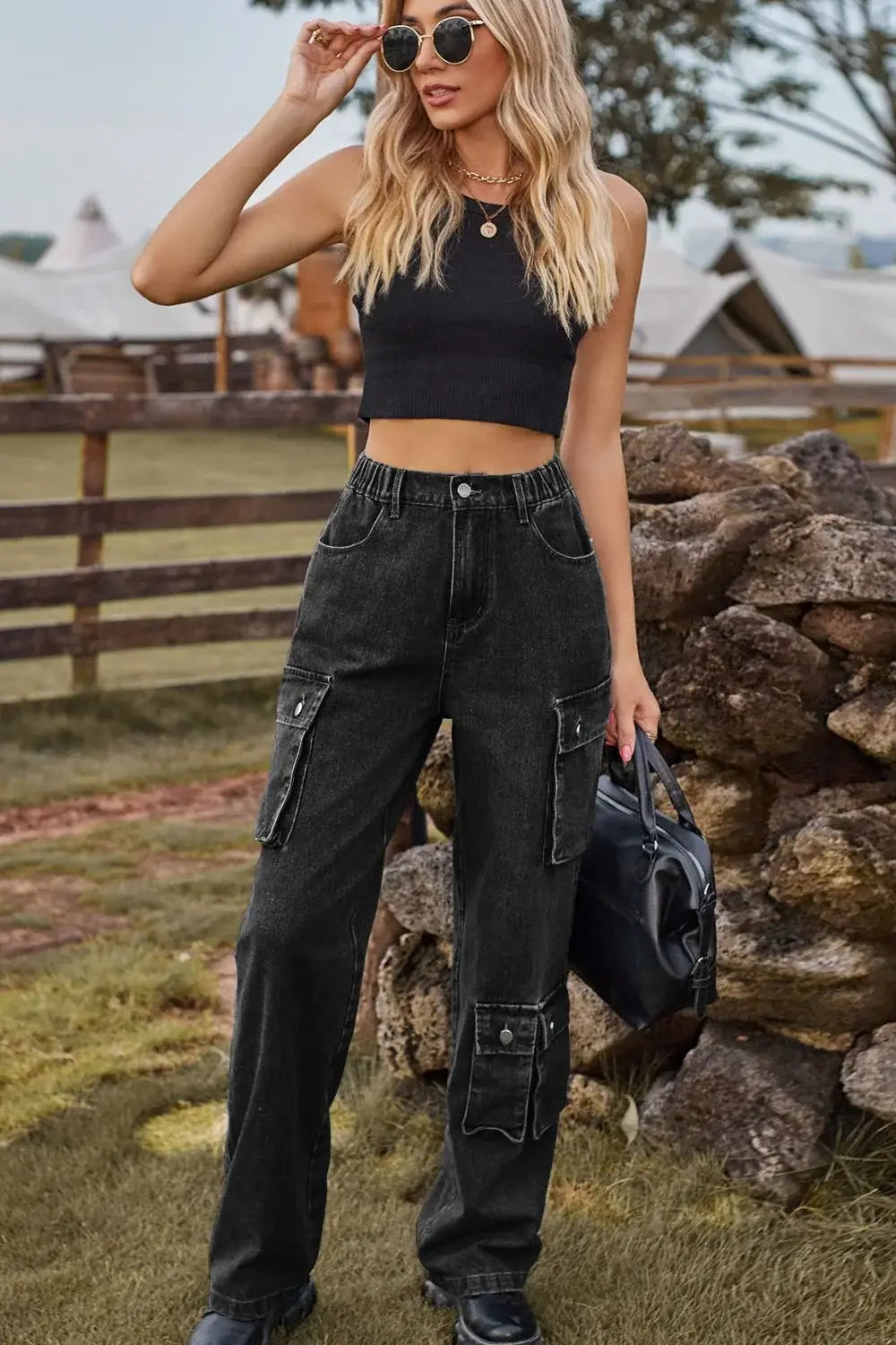 Loose Fit Long Jeans with Pockets - Trendsi - Flyclothing LLC