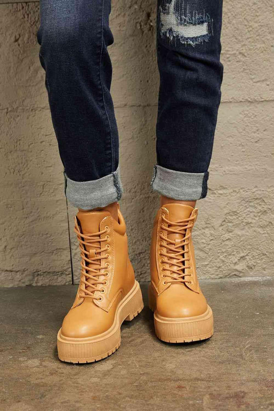 East Lion Corp Platform Combat Boots - Trendsi