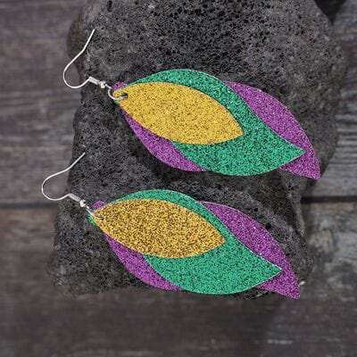 PU Leather Leaf Dangle Earrings - Trendsi - Flyclothing LLC