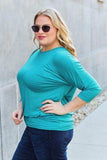 Basic Bae Full Size Round Neck Batwing Sleeve Blouse - Trendsi - Flyclothing LLC