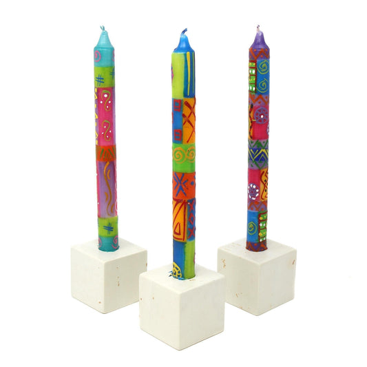 Tall Hand Painted Candles - Three in Box - Shahida Design - Flyclothing LLC