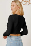 Round Neck Long Sleeve Cropped T-Shirt - Trendsi - Flyclothing LLC