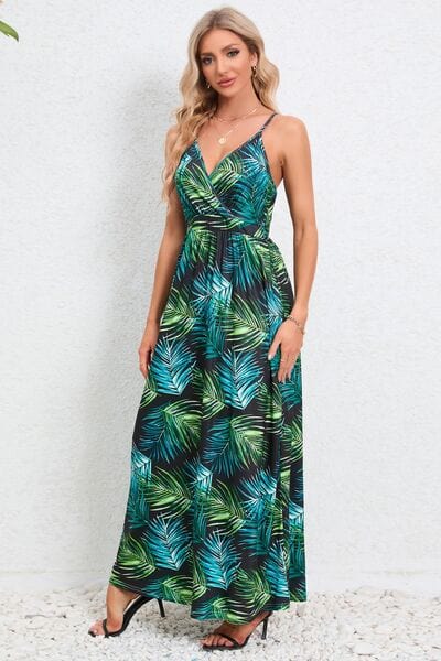 Printed Surplice Maxi Cami Dress - Trendsi