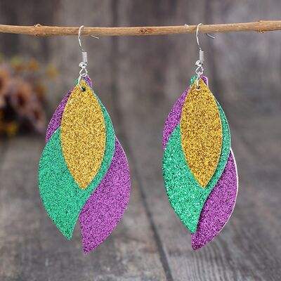 PU Leather Leaf Dangle Earrings - Trendsi - Flyclothing LLC