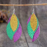 PU Leather Leaf Dangle Earrings - Trendsi - Flyclothing LLC