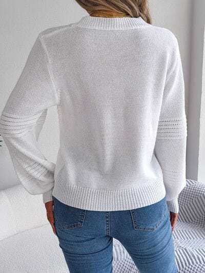 Round Neck Long Sleeve Sweater - Trendsi
