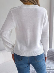 Round Neck Long Sleeve Sweater - Trendsi