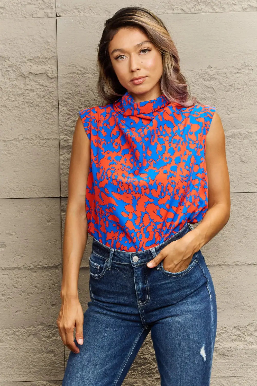 Printed Round Neck Tank Top - Trendsi - Flyclothing LLC