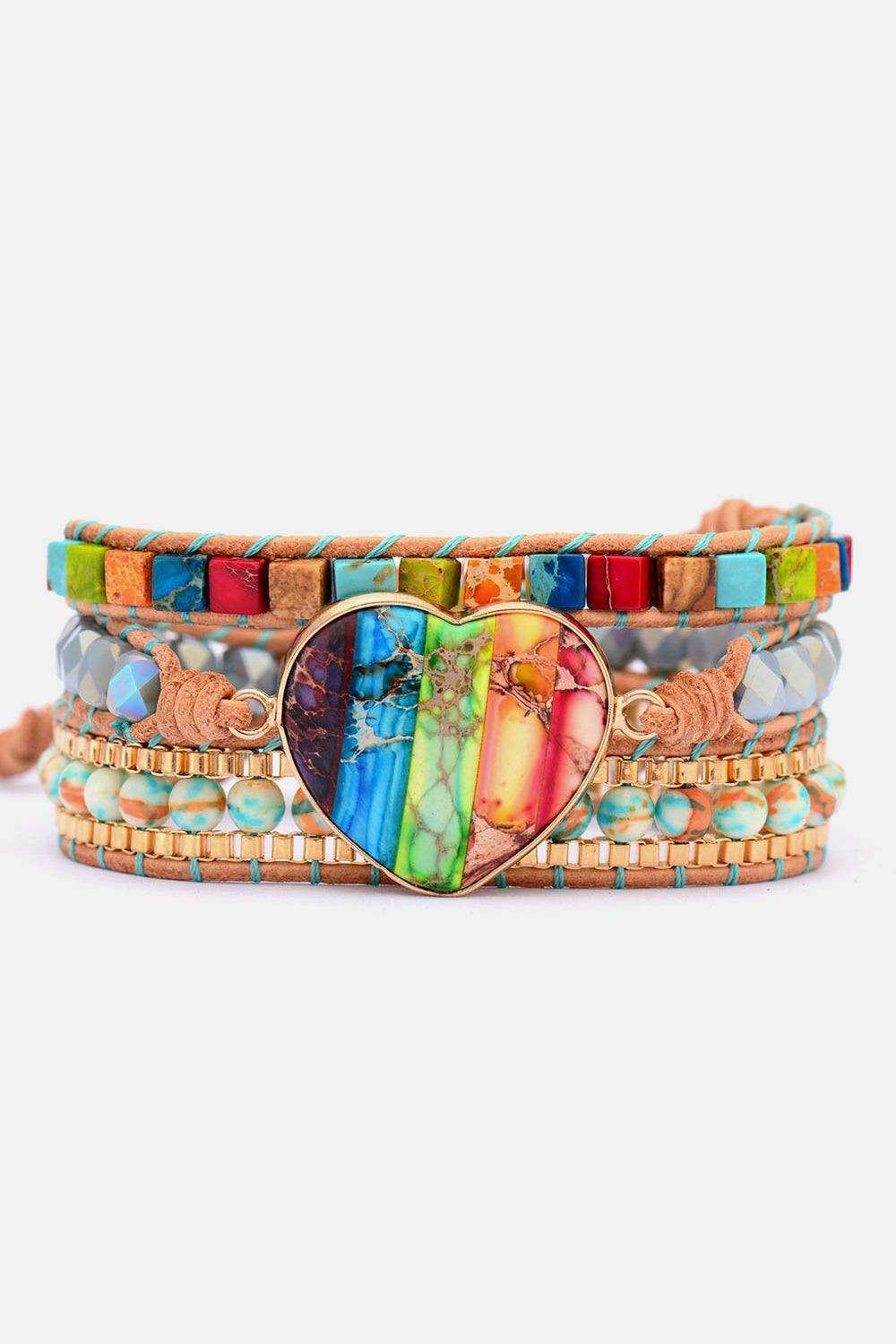 Imperial Jasper & Crystal Layered Bracelet - Trendsi - Flyclothing LLC