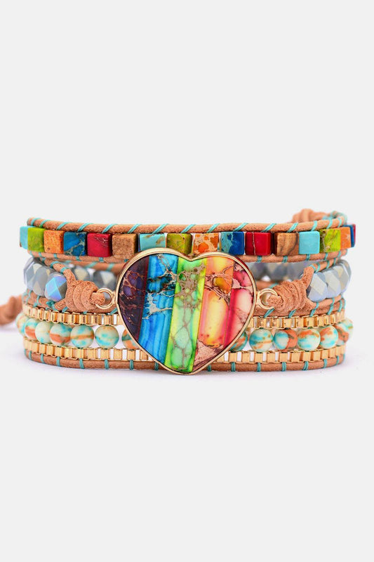 Imperial Jasper & Crystal Layered Bracelet - Trendsi