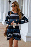 Striped Round Neck Long Sleeve Dress - Trendsi - Flyclothing LLC