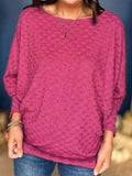 Checkered Round Neck Batwing Sleeve T-Shirt - Trendsi - Flyclothing LLC