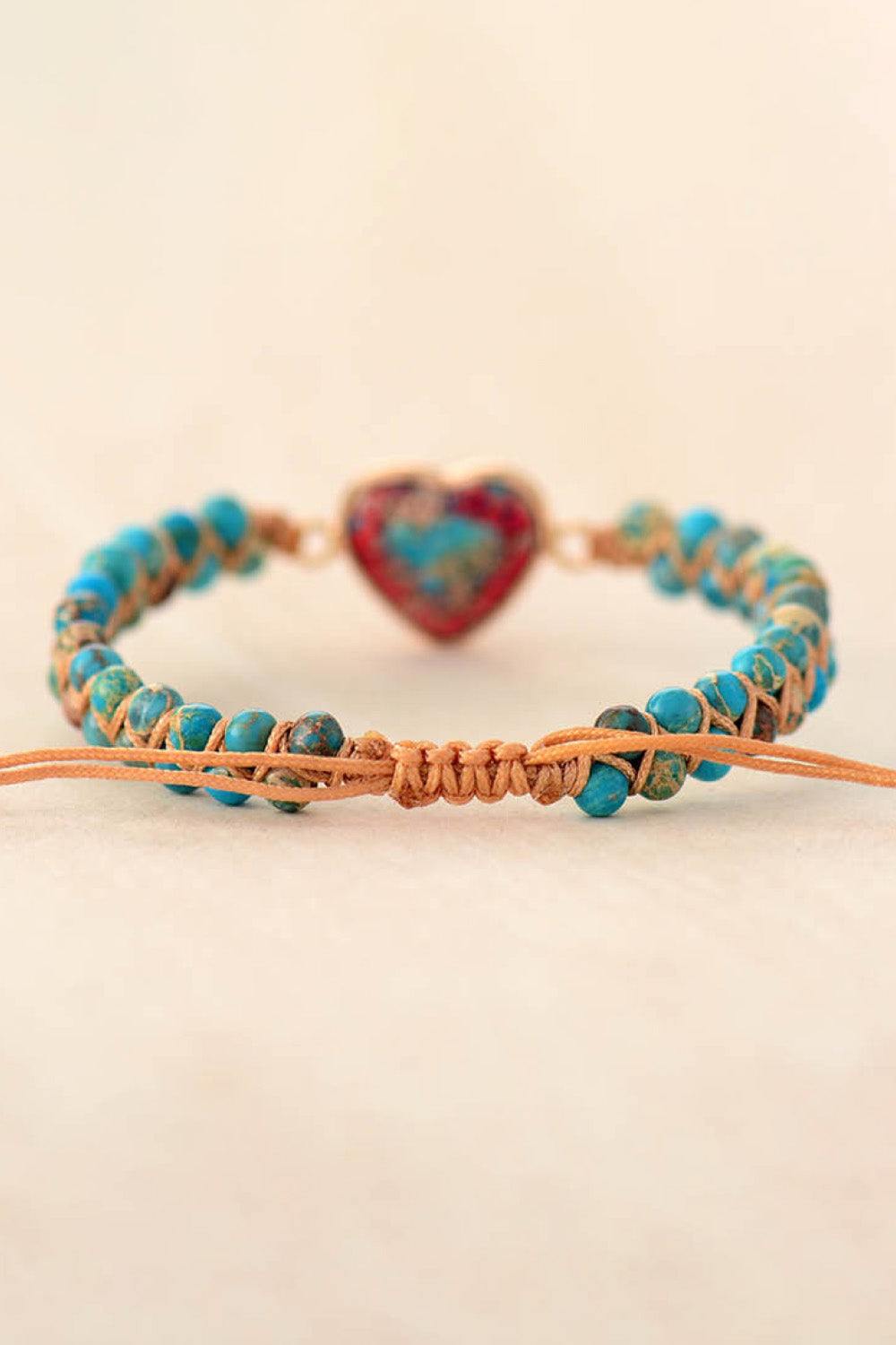 Handmade Heart Shape Natural Stone Bracelet - Trendsi