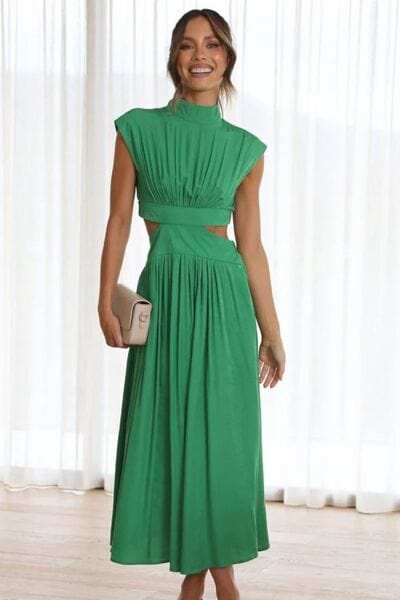 Cutout Mock Neck Sleeveless Dress - Trendsi - Flyclothing LLC