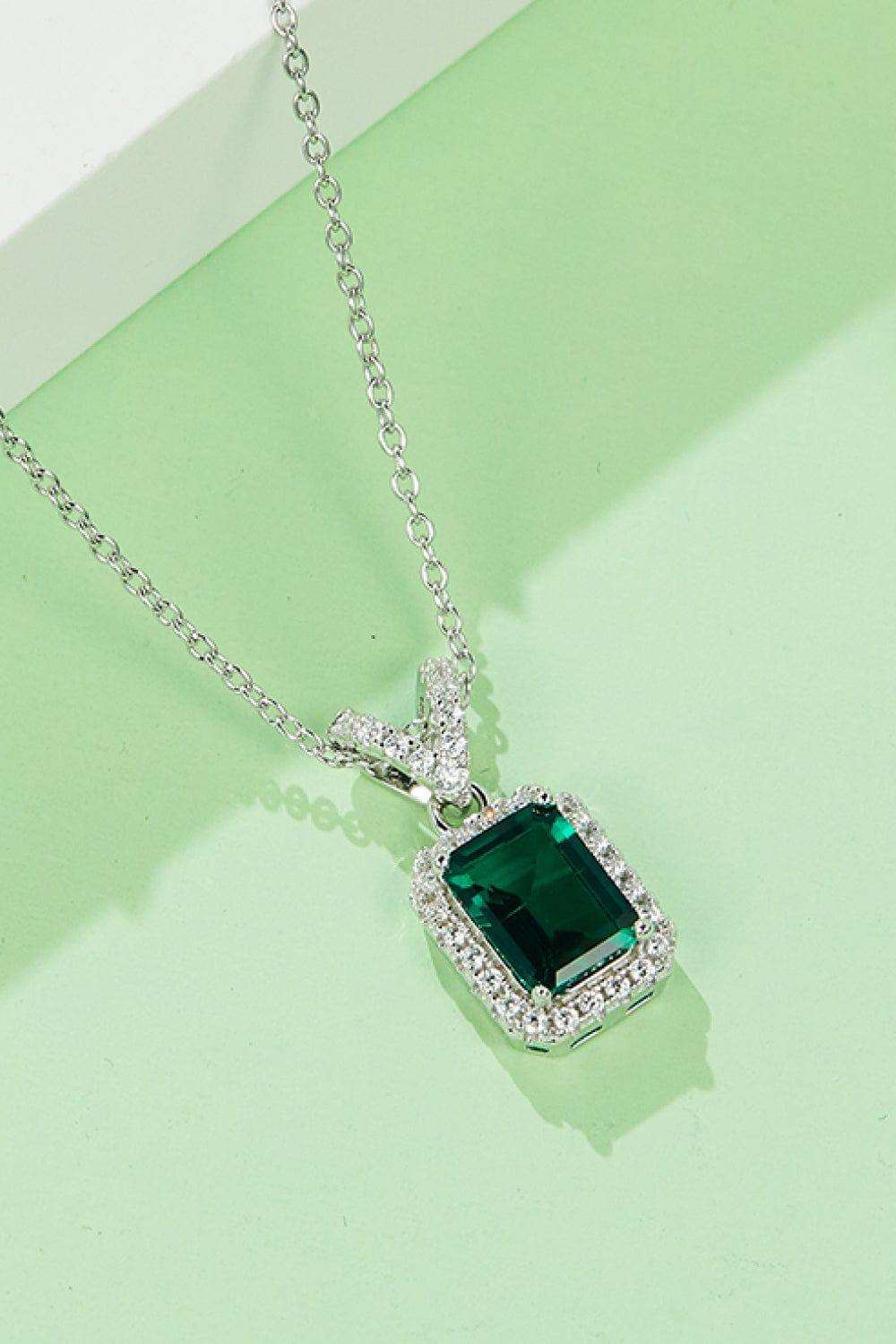 1.25 Carat Lab-Grown Emerald Pendant Necklace - Trendsi - Flyclothing LLC