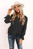 Swiss Dot Tie Neck Flounce Sleeve Blouse - Trendsi - Flyclothing LLC