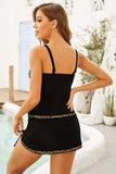 Leopard Drawstring Detail Swim Dress and Bottoms Set - Trendsi - Flyclothing LLC