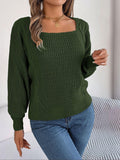 Square Neck Mixed Knit Sweater - Trendsi