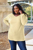 Basic Bae Full Size Ribbed Round Neck Long Sleeve Knit Top - Trendsi - Flyclothing LLC