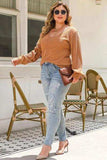 Plus Size Ribbed Scoop Neck Long Sleeve T-Shirt - Trendsi - Flyclothing LLC