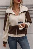 Color Block Zip Up Pocketed Jacket - Trendsi
