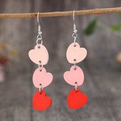 Heart Wood Dangle Earrings - Trendsi
